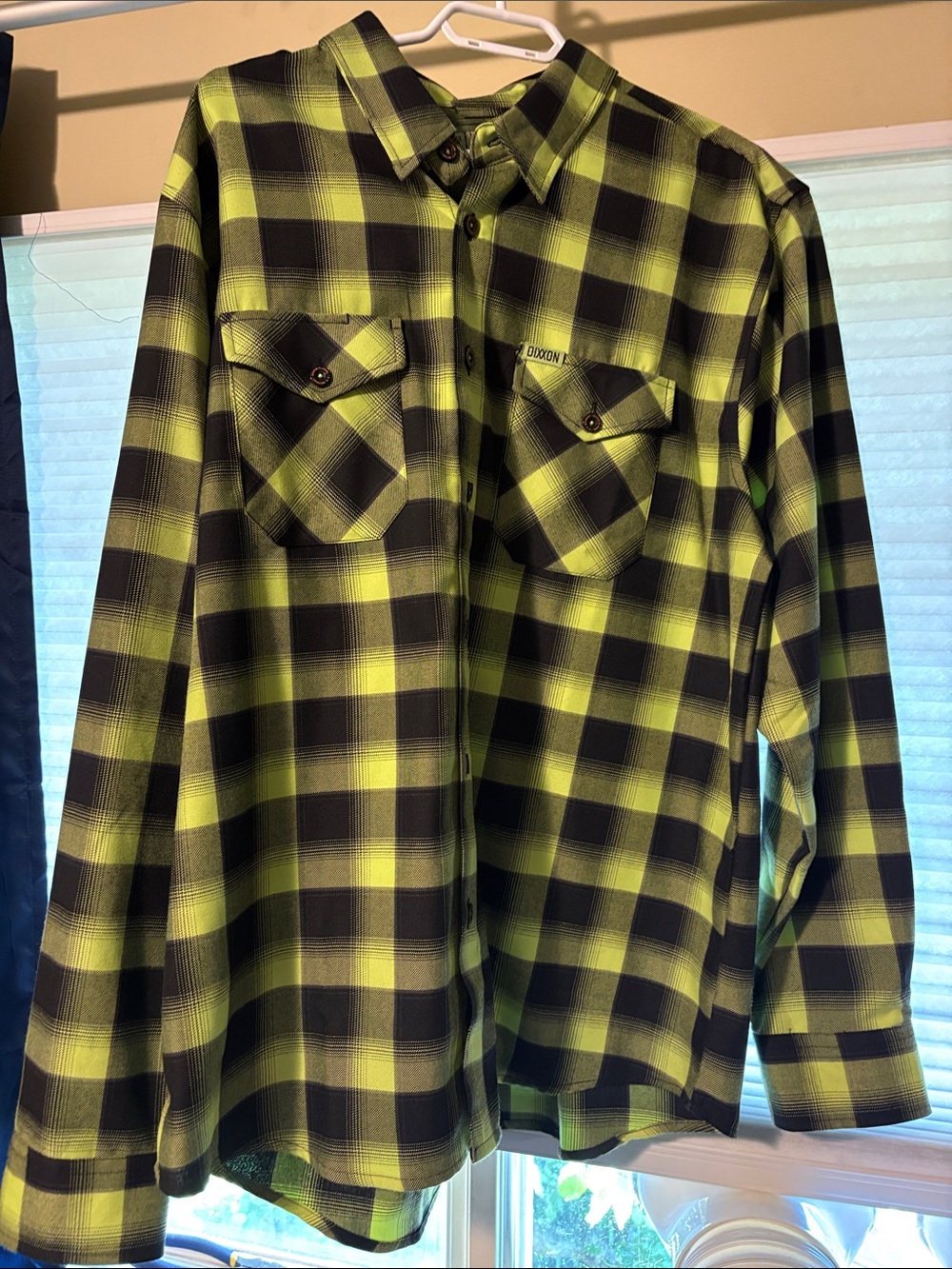DIXXON - Uranium 2.0 - XL - Lime Green and Black Plaid Casual Button-Down Shirt